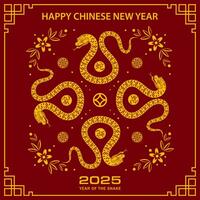 feliz chinês Novo ano 2025 zodíaco sinal, ano do a serpente vetor