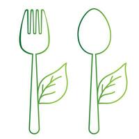 linha arte estilo, ícone conjunto do saudável comida, conjunto ícones vegano Comida. contém tal ícones Como colher e garfo, ícones coleção vetor