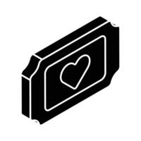 coração símbolo dentro cinema bilhete denotando conceito ícone do namorados tiquetaque vetor