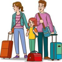 vetor ilustração do uma família viajando com malas e bagagem
