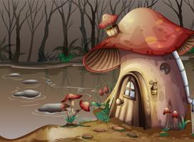 Casa cogumelo ao lado do pântano vetor