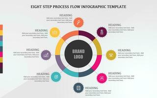 oito degrau círculo multi cor infográfico modelo projeto, multi cor o negócio infográfico vetor