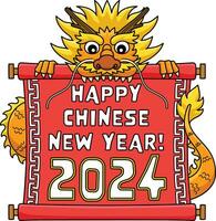 feliz chinês ano 2024 desenho animado colori clipart vetor