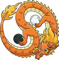 ano do a Dragão yin yang desenho animado clipart vetor