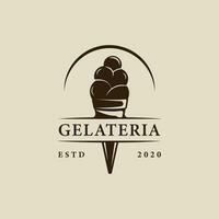 gelo creme logotipo vetor vintage ilustração modelo ícone gráfico Projeto. Comida congeladas sorvete ou sorveteria placa ou símbolo para fazer compras o negócio com retro estilo conceito