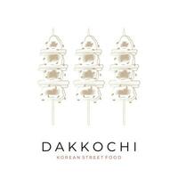 simples linha arte dakkochi dak-kkochi frango espeto vetor ilustração logotipo