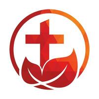 Igreja árvore vetor logotipo Projeto. Cruz árvore logotipo Projeto.