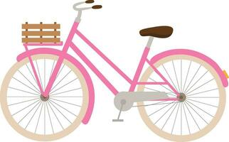 vetor ilustração do Rosa retro holandês bicicleta com de madeira caixa dentro desenho animado estilo