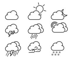 ícone conjunto do clima previsão dentro linha ícone vetor