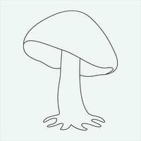 1 linha mão desenhado mashroom esboço vetor ilustração