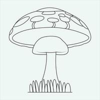 1 linha mão desenhado mashroom esboço vetor ilustração