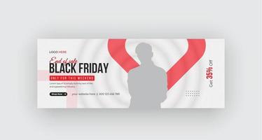 Black friday timeline cover venda de fim de semana banner de mídia social e design de banner da web pro download vetor