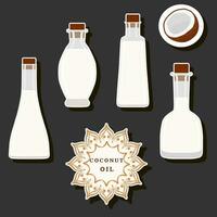 ilustração em tema grande conjunto diferente tipos líquido óleo, garrafa vários Tamanho vetor