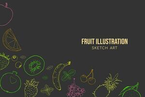 frutas esboçado linha arte fundo vetor