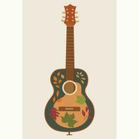 ilustração do país guitarra com folhas vetor