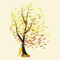 ilustração do outono árvore com colori folhas e guarda-chuva. isto pode estar usava para cartões postais, poster, revistas, crianças livros. vetor