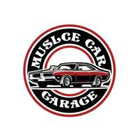 músculo carro garagem pronto fez logotipo modelo definir. melhor para automotivo relacionado indústria vetor