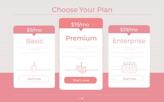 &quot;Escolha o seu plano&quot; Categorias diferentes de preços vetor