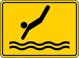 água segurança placa Cuidado - mergulho área vetor
