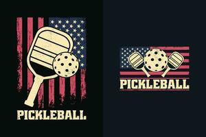 pickleball americano bandeira patriótico EUA t camisa Projeto. vetor