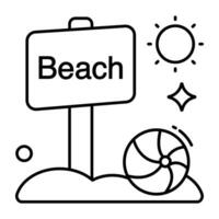 editável Projeto ícone do de praia borda vetor