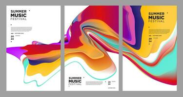 colorida abstrato fluido eletrônico verão música festival vetor bandeira