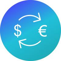 Troca de euro com ícone de vetor de dólar