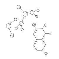 vetor ilustração do molécula esboço. Ciência pesquisa e remédio desenho. químico Fórmula