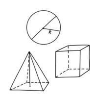 conjunto do geométrico formas. isométrico Visualizações. linha geométrico matemática objetos isolado em branco fundo. vetor