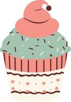 Bolinho colorida desenho animado com geada açúcar. fofa sobremesa emoji ícone doce coleção vetor