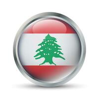 Líbano bandeira 3d crachá ilustração vetor