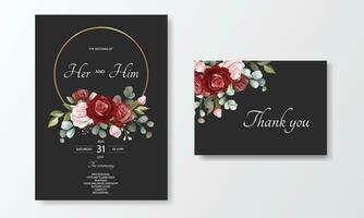 mão desenhado floral Casamento convite cartão vetor