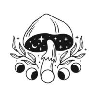 design de emblema de vetor de cogumelo místico