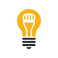 lâmpada ícone em luz fundo. idéia símbolo. elétrico lâmpada, luz, inovação, solução, criativo pensamento, eletricidade. contorno, plano e colori estilo. plano Projeto. vetor