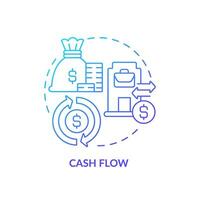 2d gradiente dinheiro fluxo ícone, simples isolado vetor, azul fino linha ilustração representando dinheiro fluxo gerenciamento. vetor