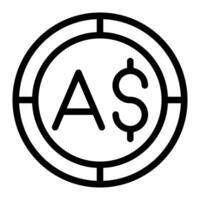Austrália moedas ícone. esboço dinheiro ícone para rede Projeto isolado em branco fundo vetor