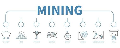 mineração bandeira rede ícone vetor ilustração conceito