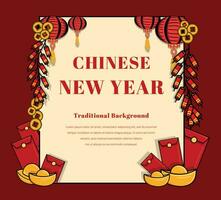 quadro, Armação para chinês Novo ano, abstrato oriental papel de parede, vermelho janela inspiração vetor
