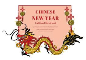 ano do a Dragão bandeira projeto, chinês lunar Novo ano elementos chinês Novo ano festivo Projeto vetor