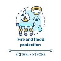 ícone do conceito de proteção contra incêndio e inundação vetor