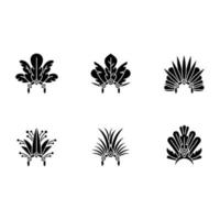 Ícones de glifo preto de chapéu de carnaval brasileiro definidos no espaço em branco vetor
