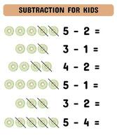 subtração para crianças com rosquinhas. educacional matemática jogos para pré-escolares jardim de infância.vetor ilustração. vetor