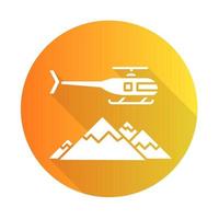 ícone de glifo de sombra longa heli ski laranja design plano vetor