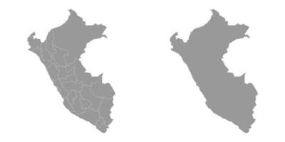 Peru cinzento mapa com departamentos. vetor ilustração.