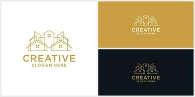 criativo casa construção logotipo Projeto modelo com forro estilo vetor