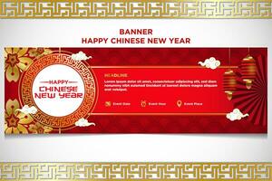 vetor chinês Novo ano festival celebração bandeira modelo