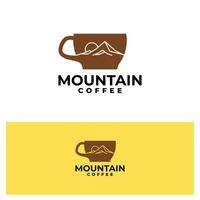 ilustração do uma café copo com uma montanha dentro. café montanha logotipo vetor modelo.