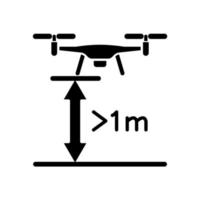 altura de vôo mínima ícone de rótulo manual de glifo preto vetor