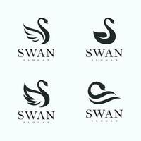 cisne logotipo simples e elegante vetor símbolo