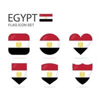 Egito 3d bandeira ícones do 6 formas todos isolado em branco fundo. vetor